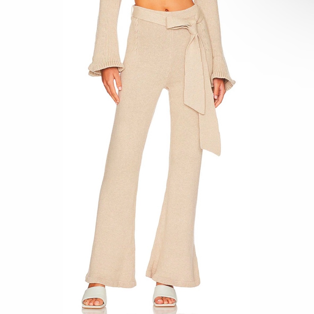 NEW JOSLIN STUDIO Lucia Knit Cotton Cashmere Cream Pants with Belt S(4)Size